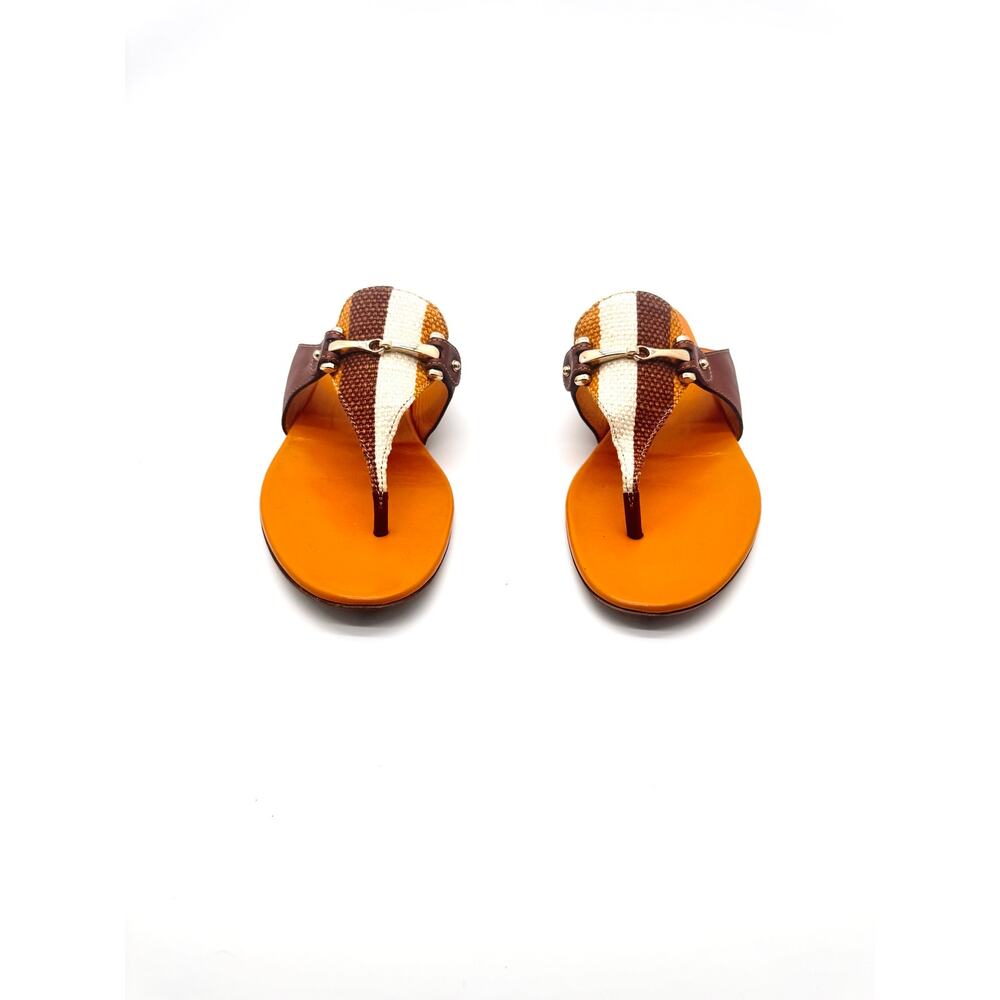 Gucci Mustard Yellow Suede Horsebit Thong Sandals Women’s 7.5B - Picture 2 of 9
